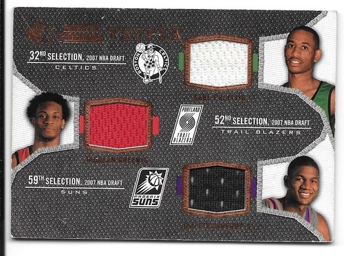 GABE PRUITT TAUREAN GREEN DJ STRAWBERRY TRIPLE JERSEY 2007-08 SP ROOKIE THREADS