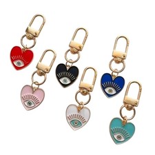 Set Of Multicolor Heart Evil Eye Keychains Pendants