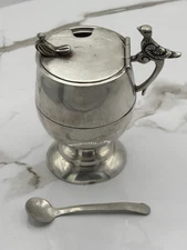 Sanborns Mex Ster Honey/mustard Pot/Salt Cellar w/ Bird Motif & 925 Spoon (#521)