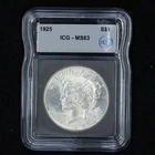 1925 Peace Silver Dollar S$1 ICG MS63 Uncirculated