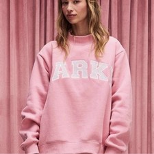 NWT PARKE Varsity mockneck Sweatshirt L/XL Valentines drop pink blush lavender