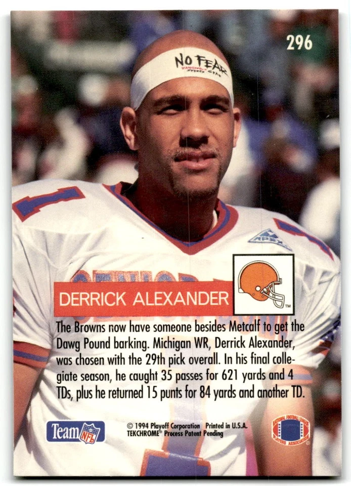 1994 Playoff #296 Derrick Alexander - Image 2 of 2