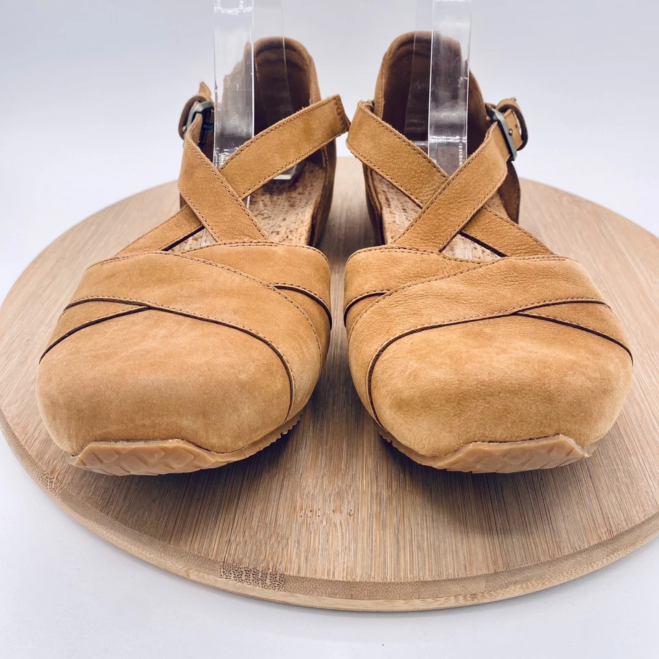 Teva Mahonia Sandals Womens 10 Tan Leather Criss Cross Strap Flats Buckle - Image 3 of 4