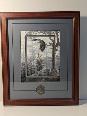 1993 Daniel Smith ''Shrouded Forest'' Picture, Isaiah's 40:31 Eagle Medallion.