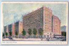1920 Washington DC Postcard The Mayflower Connecticut Avenue Building Road Linen