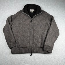 Johnston  Murphy KNit Sweater 2XL Gray Full Zip Sherpa Lined Body Casual