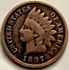 1897 Indian Head Cent Heavy Patina Circulated Philadelphia Mint Penny BN936