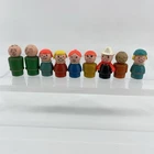 Vintage Fisher Price Little People Wood Figures Lot 9 Mixed Family Cowboy 1960s