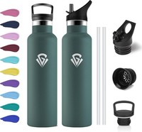 Thermosflasche 750Ml, Auslaufsicher Trinkflasche Mit Strohhalm, Bpa-Frei,