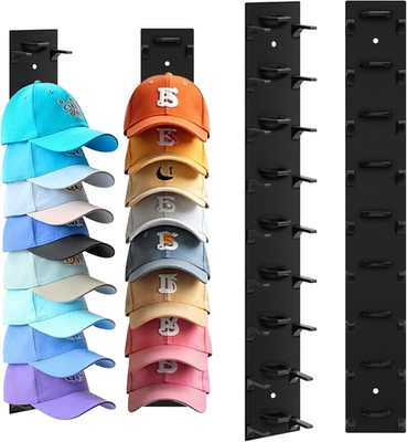 Hat Organizer for Baseball Caps, 2 Pack Hat Rack for Wall Hold up to 18 Hats Str