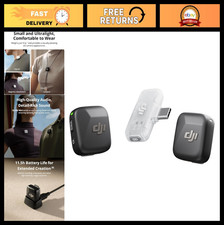 Wireless Lavalier Microphone 2 TX 1 RX, Plug-and-Play for iPhone/Android, 300m
