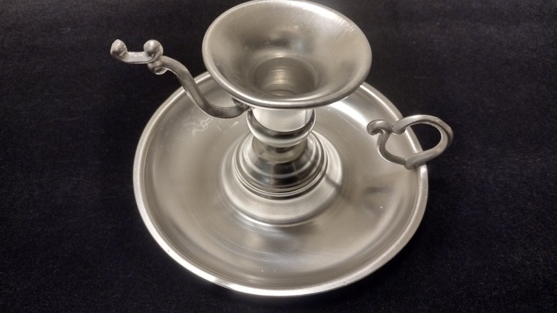 Vintage Metawa Holland Pewter Chamberstick Candlestick, 94% Pewter, 5" x 3"