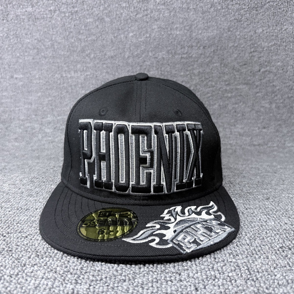 New Era Phoenix Suns 59FIFTY Fitted Hat Black Silver PHX Logo on Brim 6 7/8