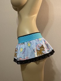 Bambi Blue Sexy Ruffle Mini Skirt Lingerie Rave Exotic Dancer Stripper EDM Goth