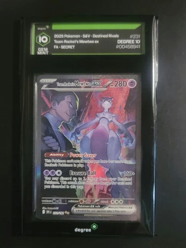 Team Rocket's Mewtwo ex 231/182 Sv10: Destined Rivals Holo Degree Graded 10