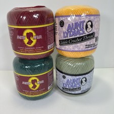 Cotton Crochet Thread South Maid And Aunt Lydias Lot of 4 Green, Yellow, Red