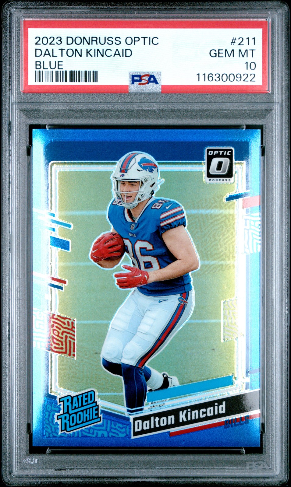 2023 PANINI DONRUSS OPTIC BLUE #211 DALTON KINCAID ROOKIE RC /199 PSA 10