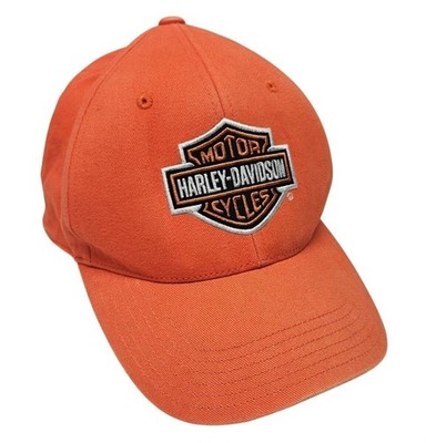 Harley Davidson Bar & Shield Fitted Hat Orange Cotton Cap Size 7 1/4 2004