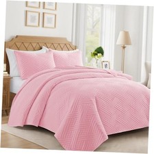 Quilt Queen Size with Striped Pattern, Lightweight Full/Queen 90"x96" Pink