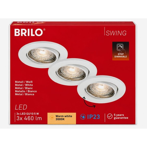Briloner LED Einbauleuchten 460Lm Weiß 3Er-Set 3Xled/Gu10/49W (7050-036)-image