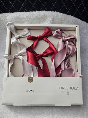 Beautiful Threshold Small Bows With Long Tails - Red Pink White Satin Decor