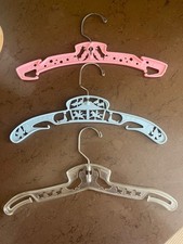 3 Vintage Plastic Children's lothes Hangers With Metal Hooks