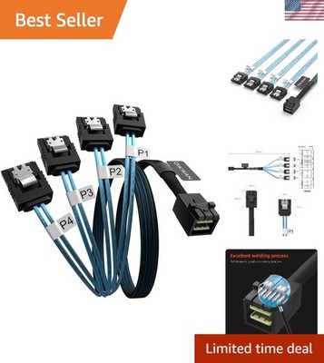 1.6ft SFF-8643 to 4 SATA Cable for Efficient RAID Controller Connections