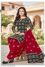 Women's Pink Colour Cotton Printed Stitched Salwar Suit With Dupatta Set Ready