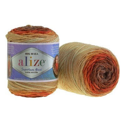 250g Strickgarn ALIZE Superlana Maxi Long Batik, 25% Wolle, Farbwahl multicolor