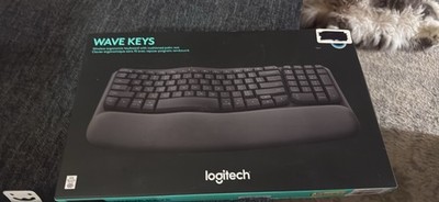 Logitech Wave Keys Ergonomic Bluetooth Wireless Keyboard w/ Detachable Palm Rest
