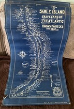 Ancienne carte nautique côte atlantique île de Sable naufrages 1948 E. Bert Baston