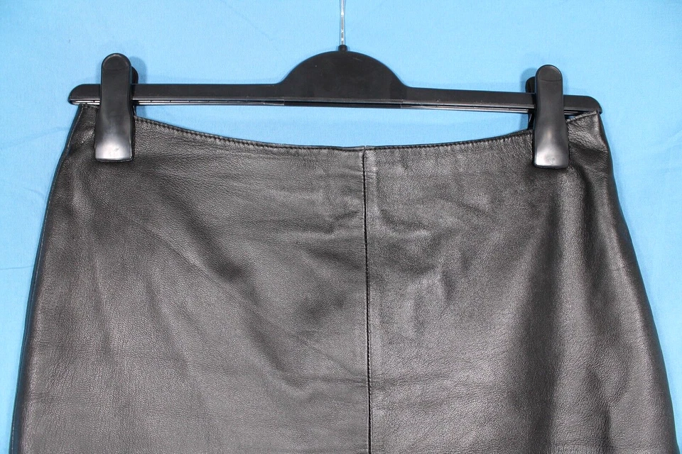 ISAAC MIZRAHI Forrado CUERO LATERAL NEGRO Dardos Cremallera Lápiz/FALDA RECTA Talla 8 Foto 2 de 4