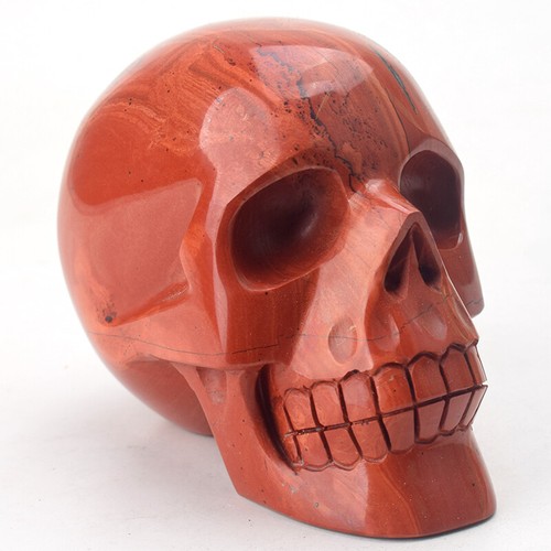 4.5'' Natual Realistic Red Jasper Skull Handmade Carved Crystal Healing 1118g - Picture 7 of 8
