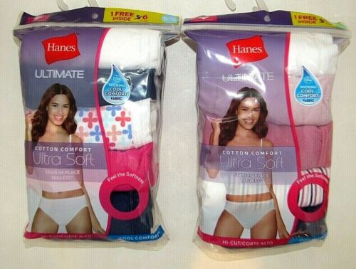 HANES Women's Tagless Hi-Cuts Ultra Soft Cotton  6Pk  43HUC6  Sz 5/S or 8/XL - Picture 1 of 4