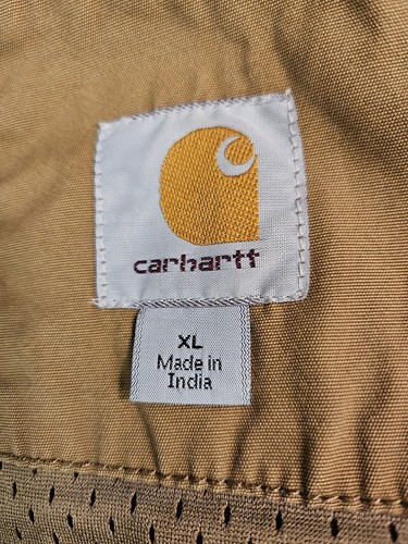 Carhartt Giacca Uomo XL Frontier Cotone Tela Full Zip Cappuccio J298FRB Logo Tan - Foto 11 di 18