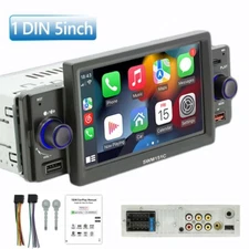 5" 1 DIN Car Radio Stereo Wired Apple Carplay Android AutoTouch Screen Bluetooth