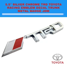 Silver Chrome 5.5" For Toyota Racing Emblem Decal Trunk Metal Badge JDM