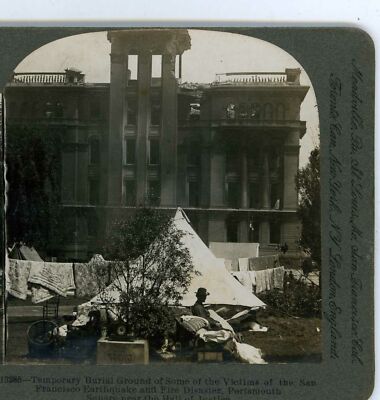 Burial Ground San Francisco Earthquake Victims Porstmouth Sq CA Stereoview 1906