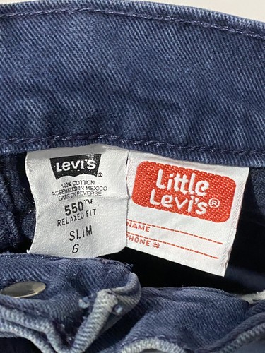 Vintage Little Levis 550 Jeans Size 6 Slim Boys Orange Tab Relaxed Navy Denim - Picture 8 of 11