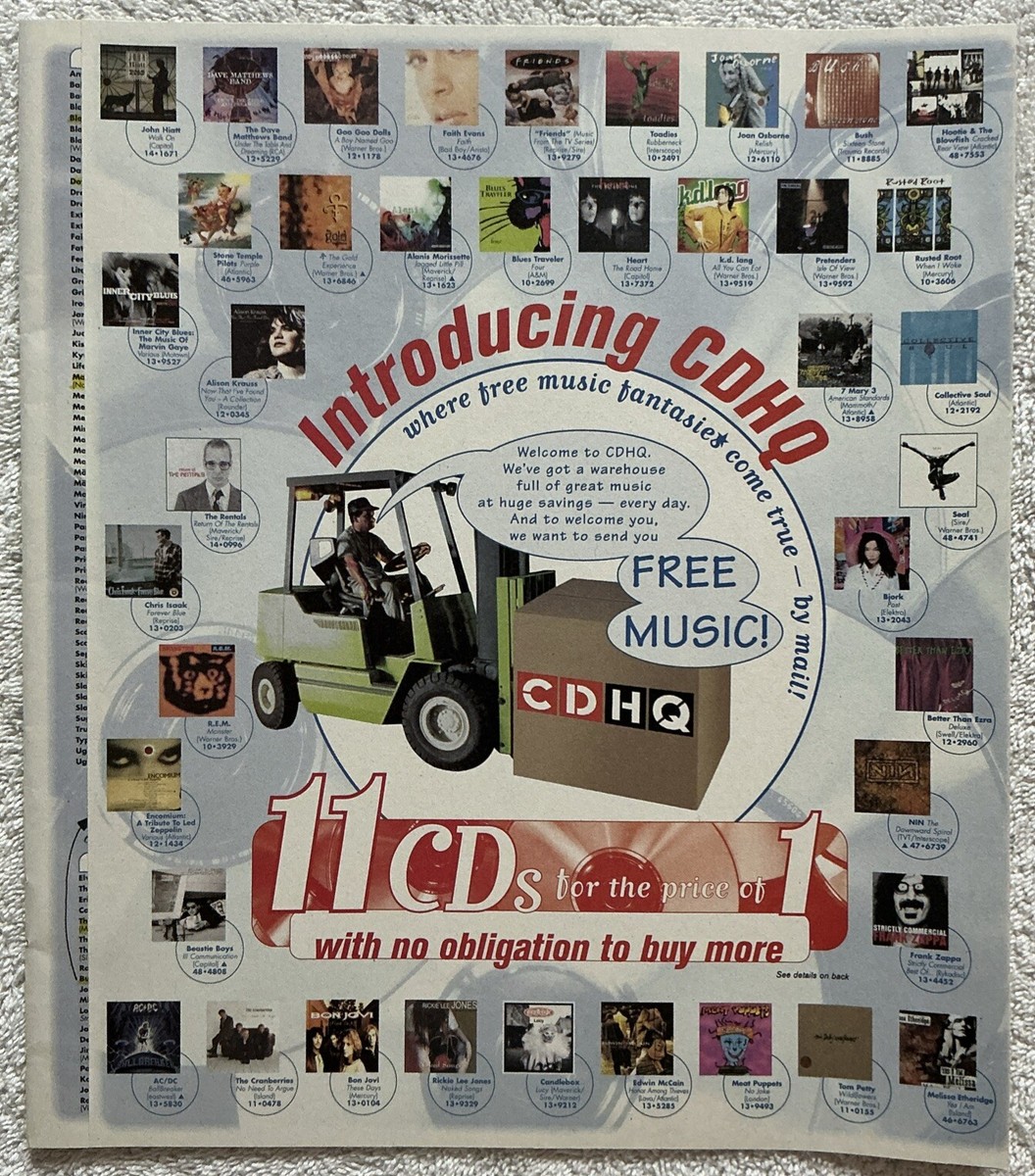 1996 CDHQ CD Headquarters Mail Order Music Club 4-Page Print