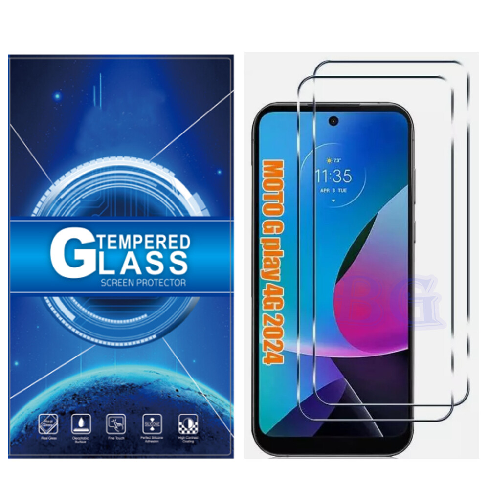 2 Pack For Motorola G Play 2024 Only Clear 9h Tempered Glass Screen Protector