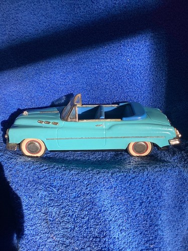 Vintage Dixie Diner Blue Convertible Metal Toy Car With Rubber Tires 12 Inches L