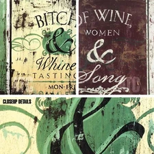 BITCH & WHINE (16x20) WINE, WOMEN & SONG (16x20) by RODNEY WHITE 2PC SET CANVAS