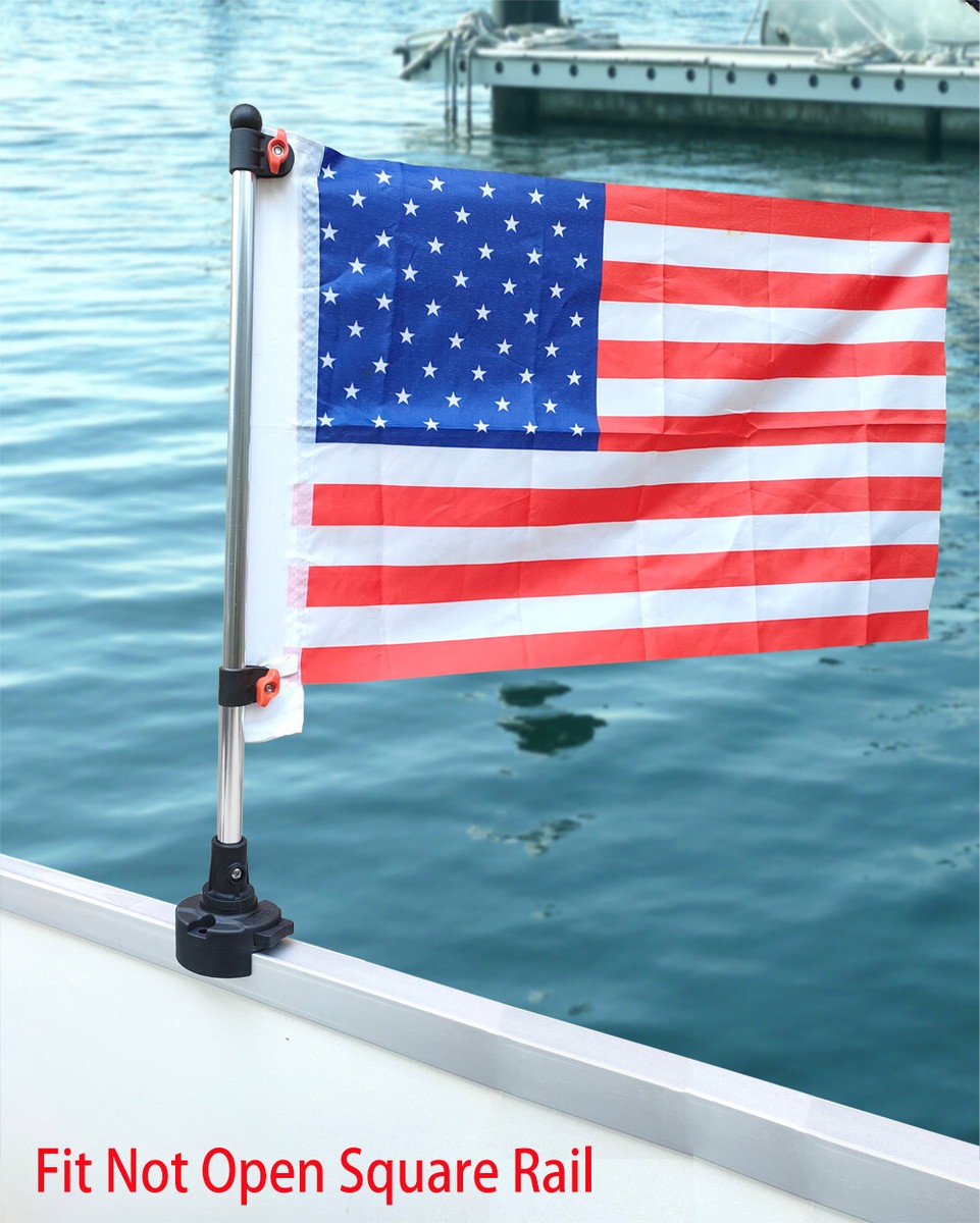 Flag Pole Kit 5' Pontoon Boat Aluminum With American Flag, Boat