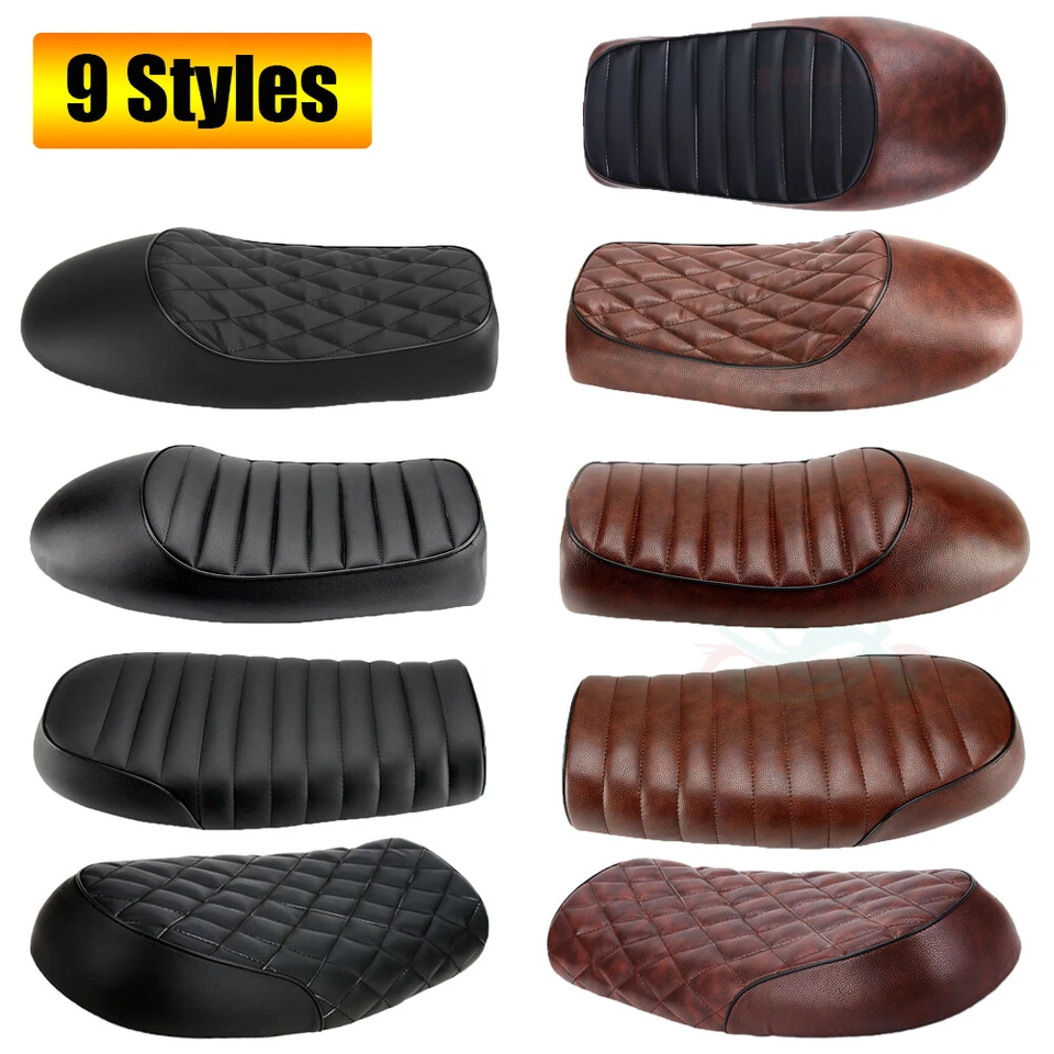 Motorcycle Hump Flat Brat Cafe Racer Saddle Vintage Seat For Honda CB Yamaha XJ - Image 3 of 4