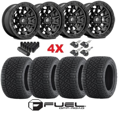 COVERT BLACK WHEELS RIMS TIRES MUD 35 12.50 17 MT TERRAIN 1500 SIERRA SILVERADO