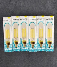 (6) LUXRITE 5W LED T6.5 Clear Filament Candelabra Base 5W 2700K Warm White