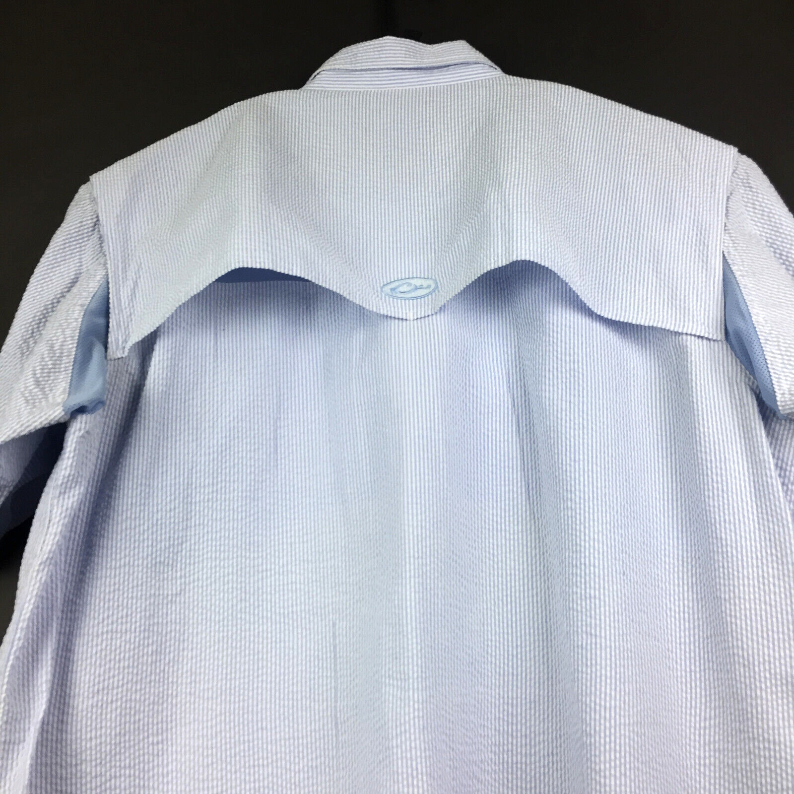 Drake Mens 3X Big (58 in Chest) Blue Stripe Vent Seersucker Wingshooters Shirt