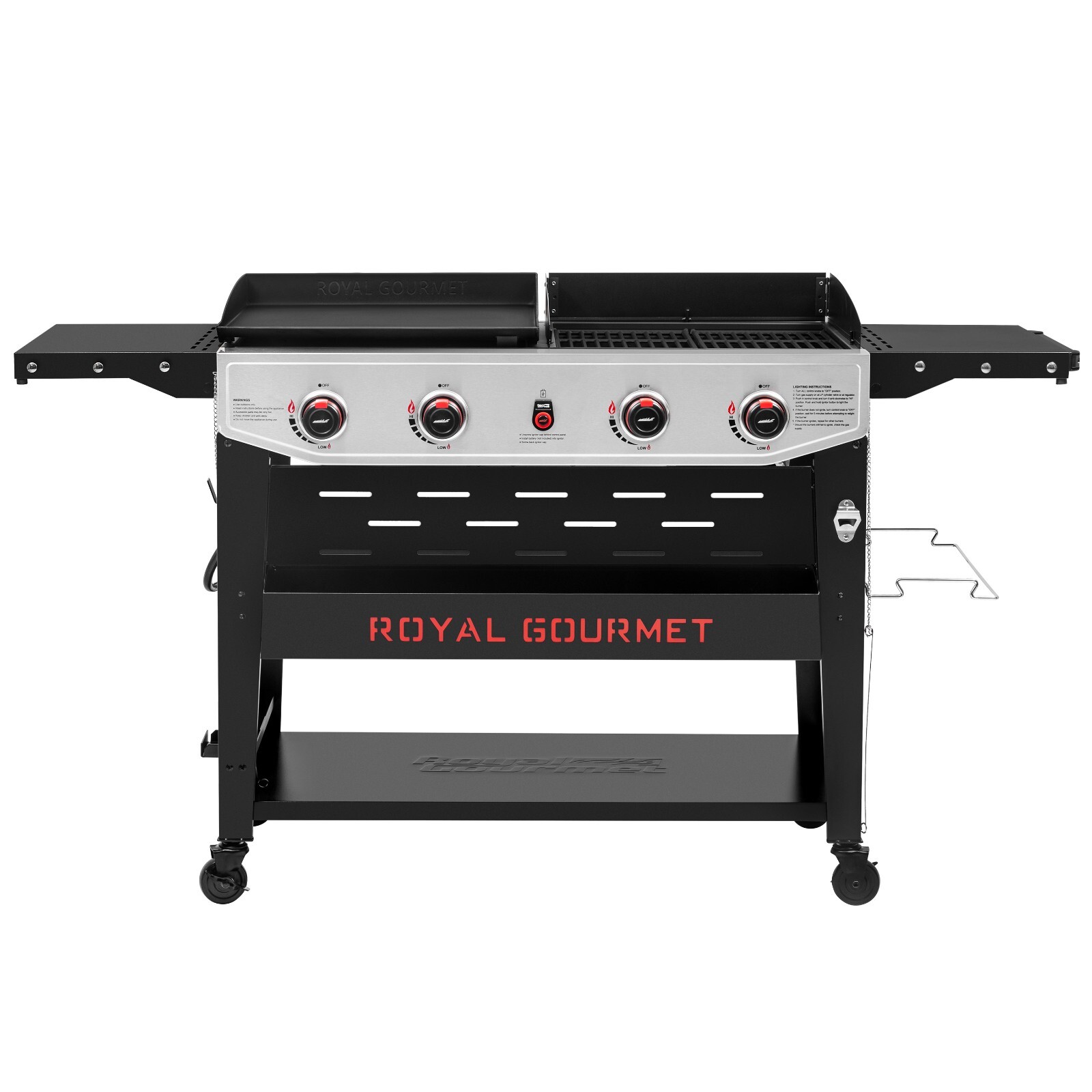 Royal Gourmet Propane Gas Grill and Griddle Combo with An Set of Grilling Gear
