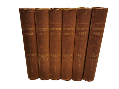 Lot Of 6 Antique Books The Miscellaneous Works Of Oliver Goldsmith - 1837